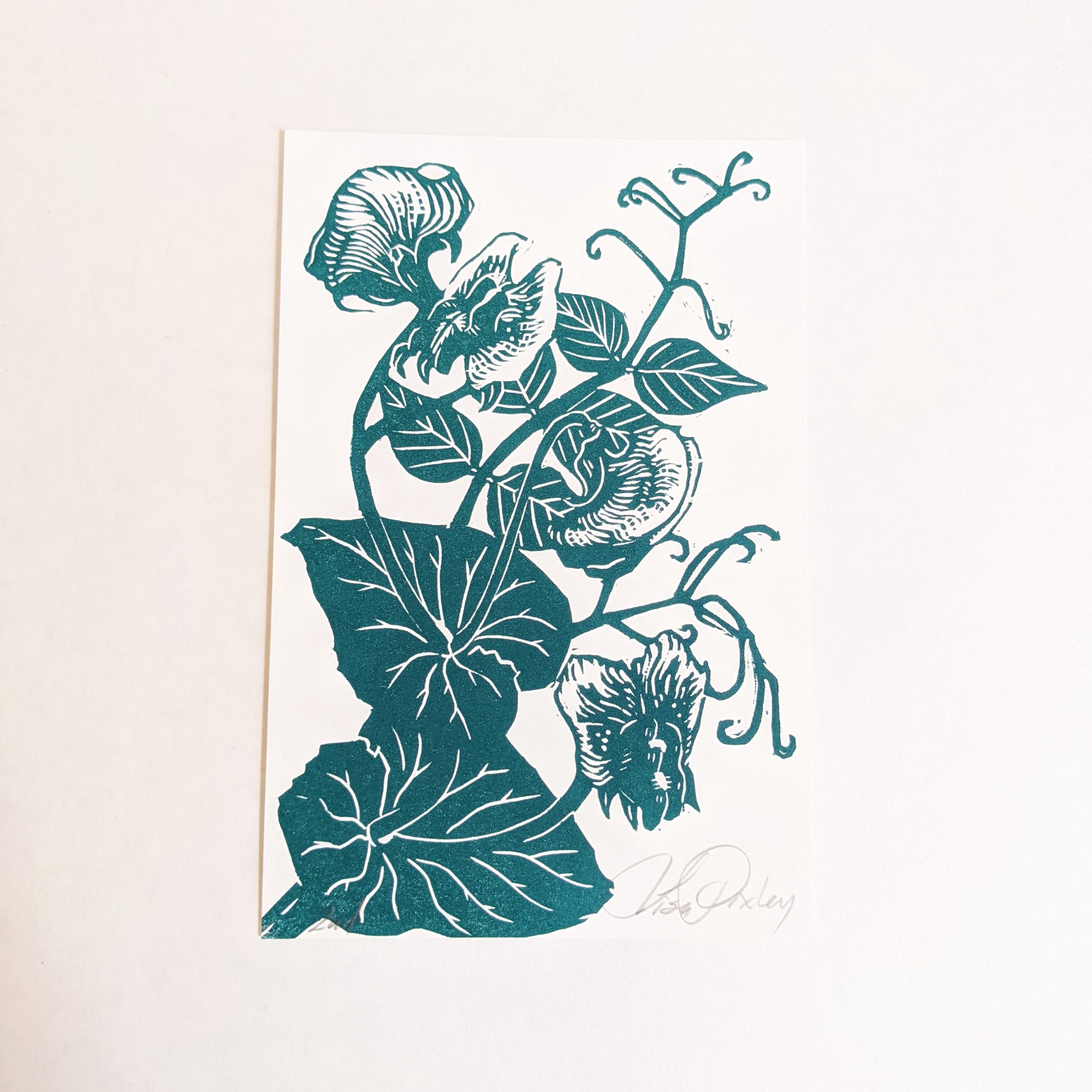Original Block Print Card – Sweet Pea | Lisa Pixley