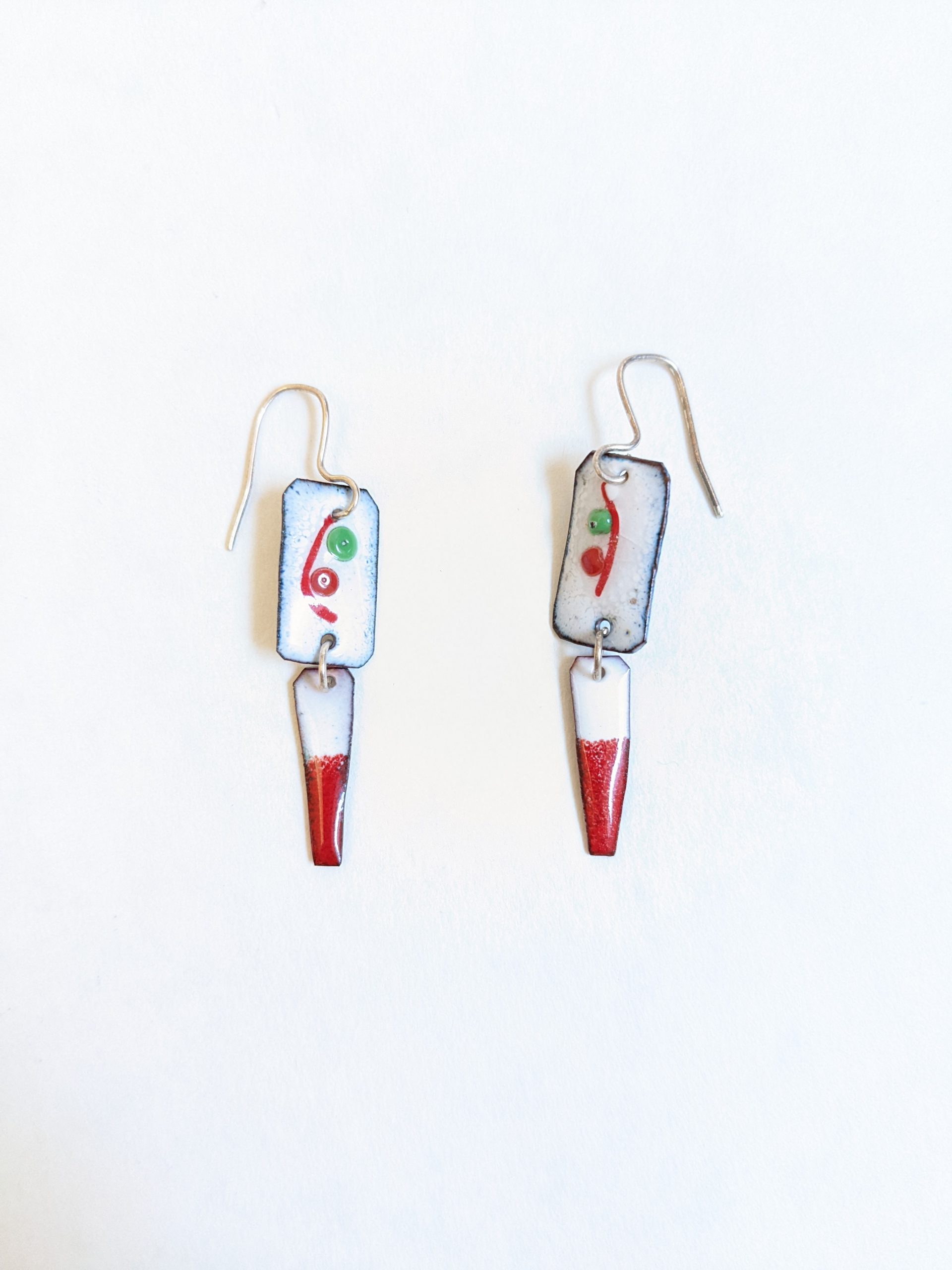 Red & Green Dangle Enameled Earrings | Anne Strout